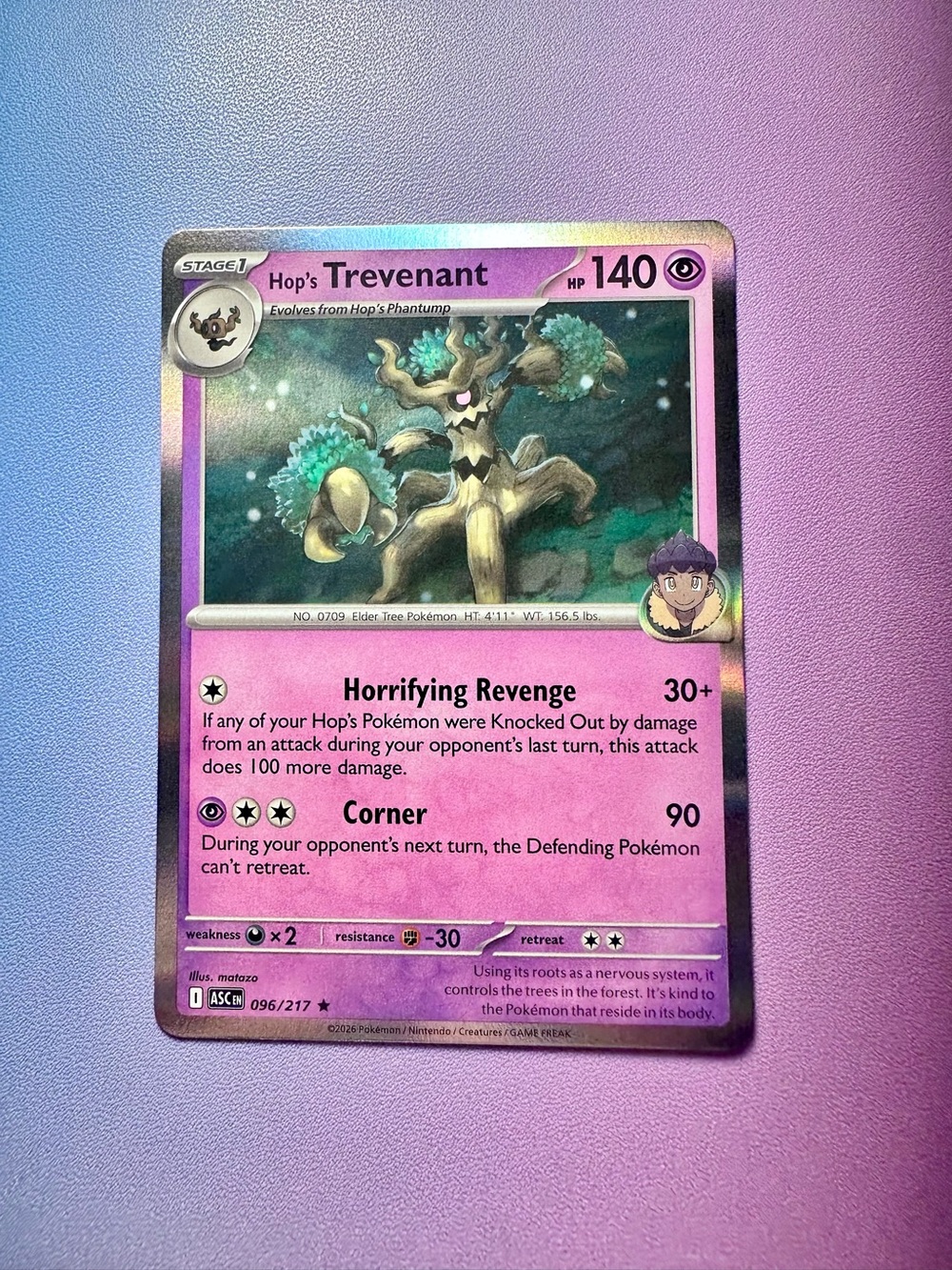 hop’s trevenant - 096/217 (holo rare) — pokemon: ascended heroes